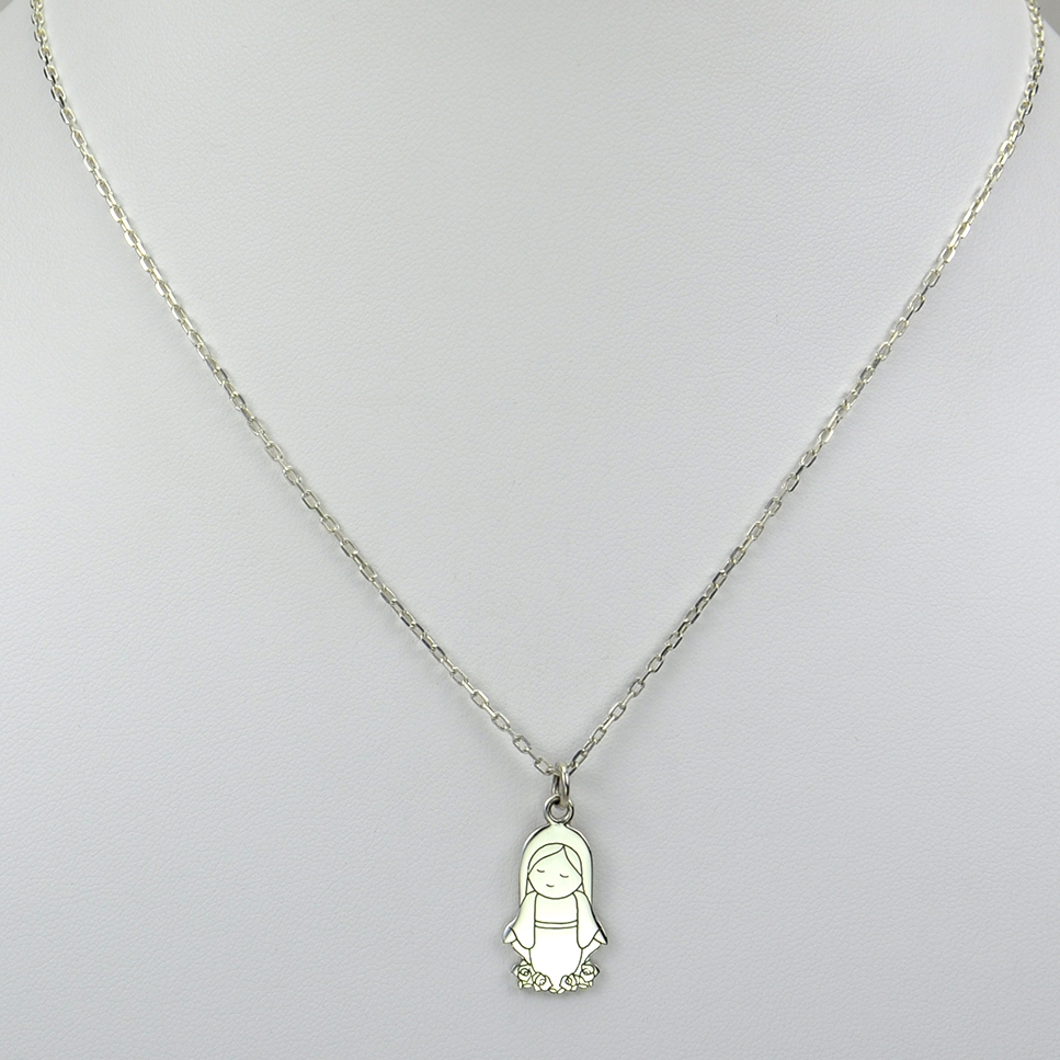Vierge Marie sur chaîne argent 