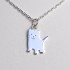 Chaton sur chaîne argent 