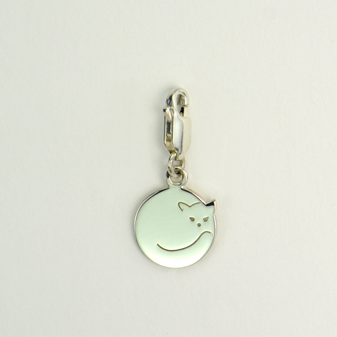 Charms Chat rond sur mousqueton 