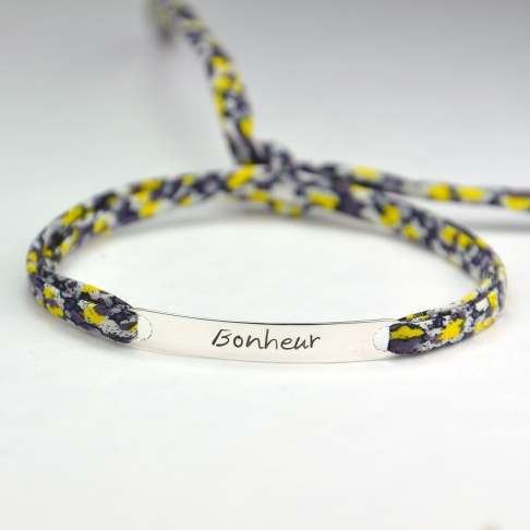 Bracelet message "Bonheur"