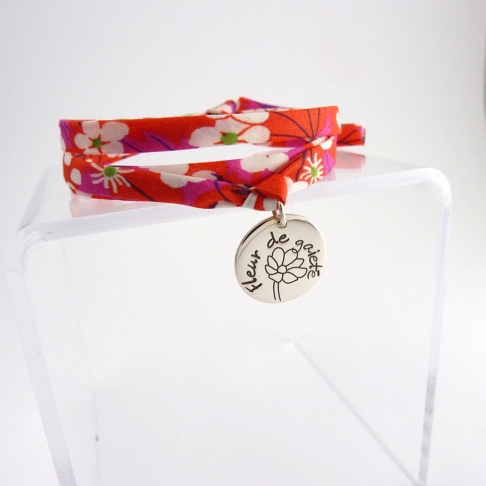 Pastille "Fleur de gaieté" sur cordon Liberty