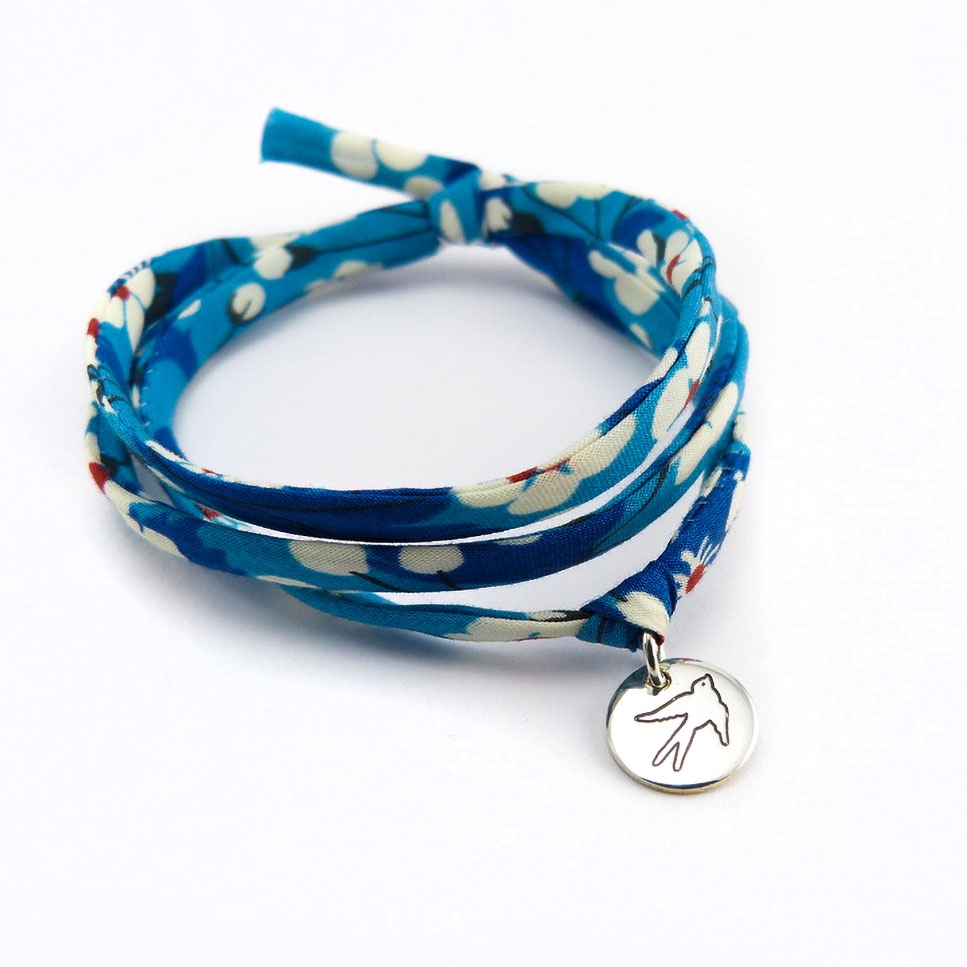 Pastille hirondelle sur cordon Liberty