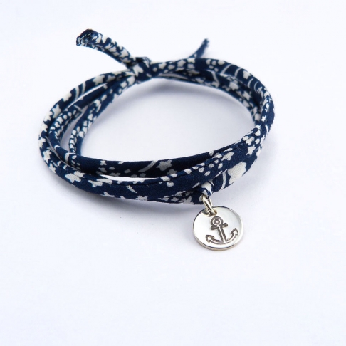 Pastille Ancre sur cordon Liberty