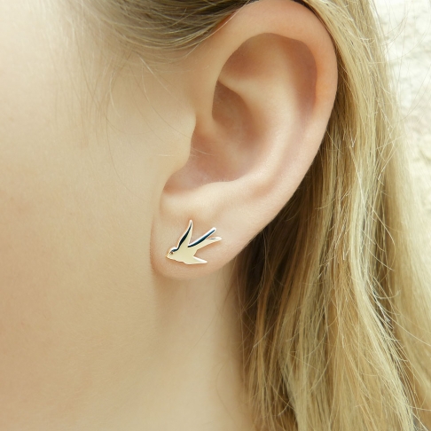 Boucles d'oreille puce Hirondelle