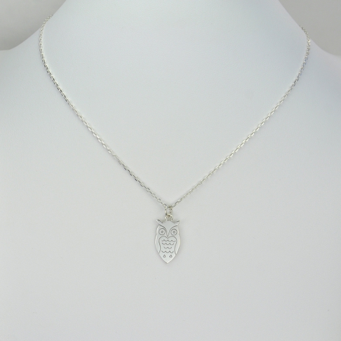 Hibou sur chaîne argent 