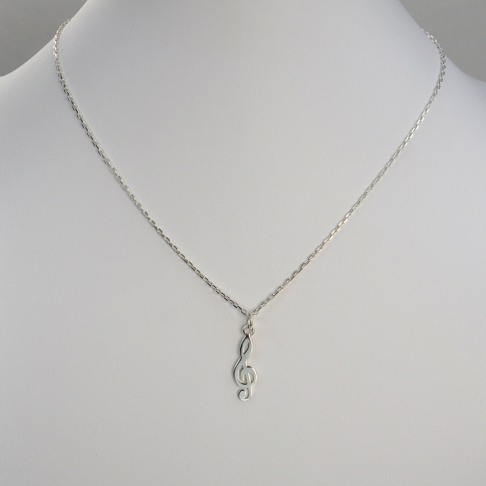Clef de sol sur chaîne argent 