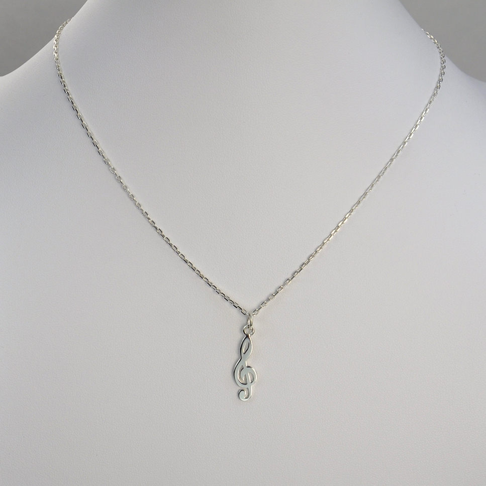 Clef de sol sur chaîne argent 